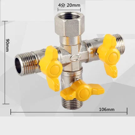 DN15 латунный Y Тип двойной контроль 1 вход 2 Выход шунтирующий клапан трехходовой газовый клапан переключатель шаровой клапан - Цвет: 20
