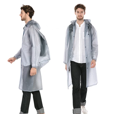 Água de Plástico Capas de Chuva Capa de Chuva Caminhadas com Capuz Senhoras Unissex Homens à Prova d’ Grosso Longo Mochila Schoolbag Poncho Casaco Impermeáveis