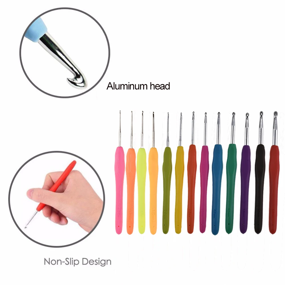 New 1.0-6.0mm Crochet Hook Sets Soft Grip Handle Yarn Weave Knitting Hooks Needles  DIY Craft Sewing Needles For Women Mom Gift  (5)