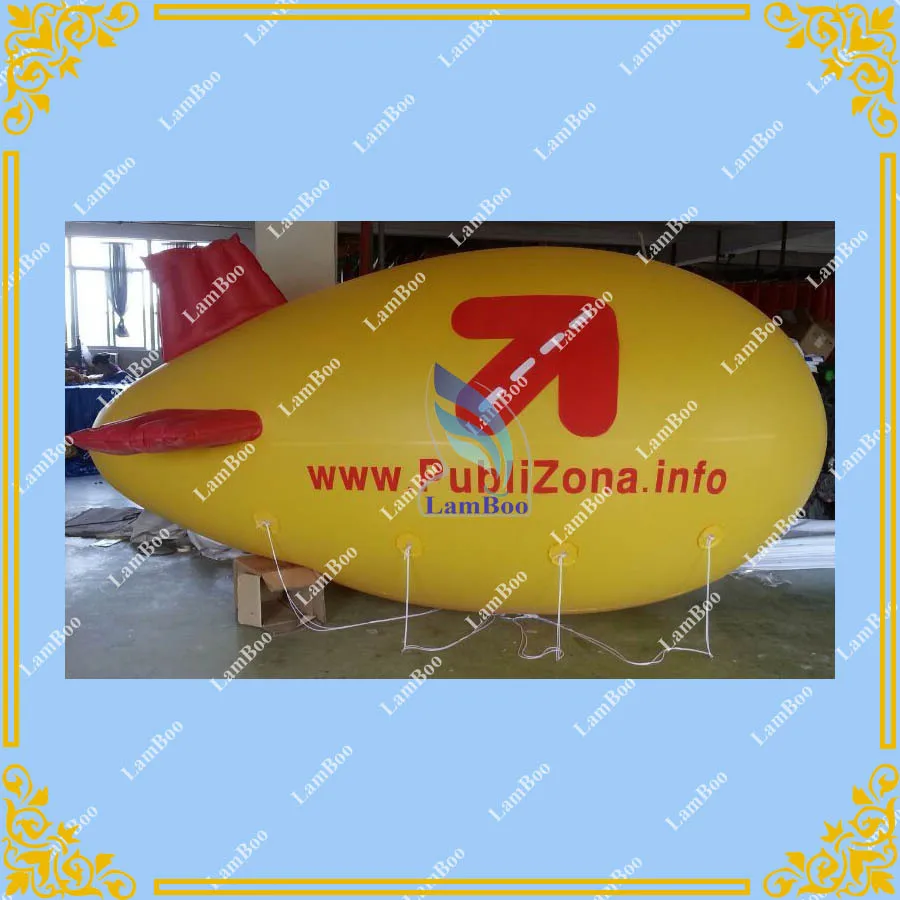 

4m/13ft Long Yellow Inflatable Red Fins Airship Blimp Zeppelin with your LOGO for Different Events