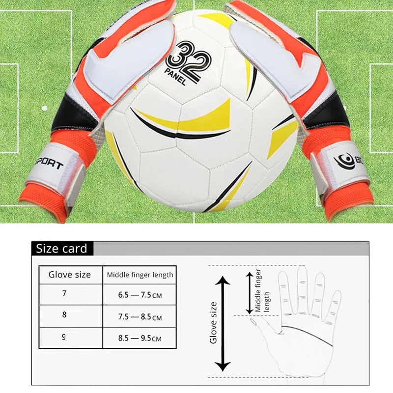 Подростковые мужские профессиональные Вратарские противоскользящие 5 защита пальцев Утепленные Перчатки Латексные футбольные вратарские перчатки