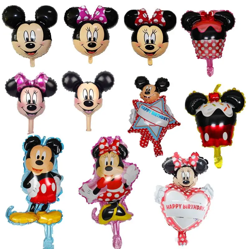 

1PC Mickey Minnie Mouse Foil Balloon Happy Birthday Party Decoration Mini Mickey Head Medium Mickey Head Balloon Children's Toys