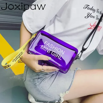 

Fashion Summer Scrub Clear Women Handbag Transparent PVC Plastic Female Shoulder Bags Crossbody Candey Lady Messenger Bag Flap
