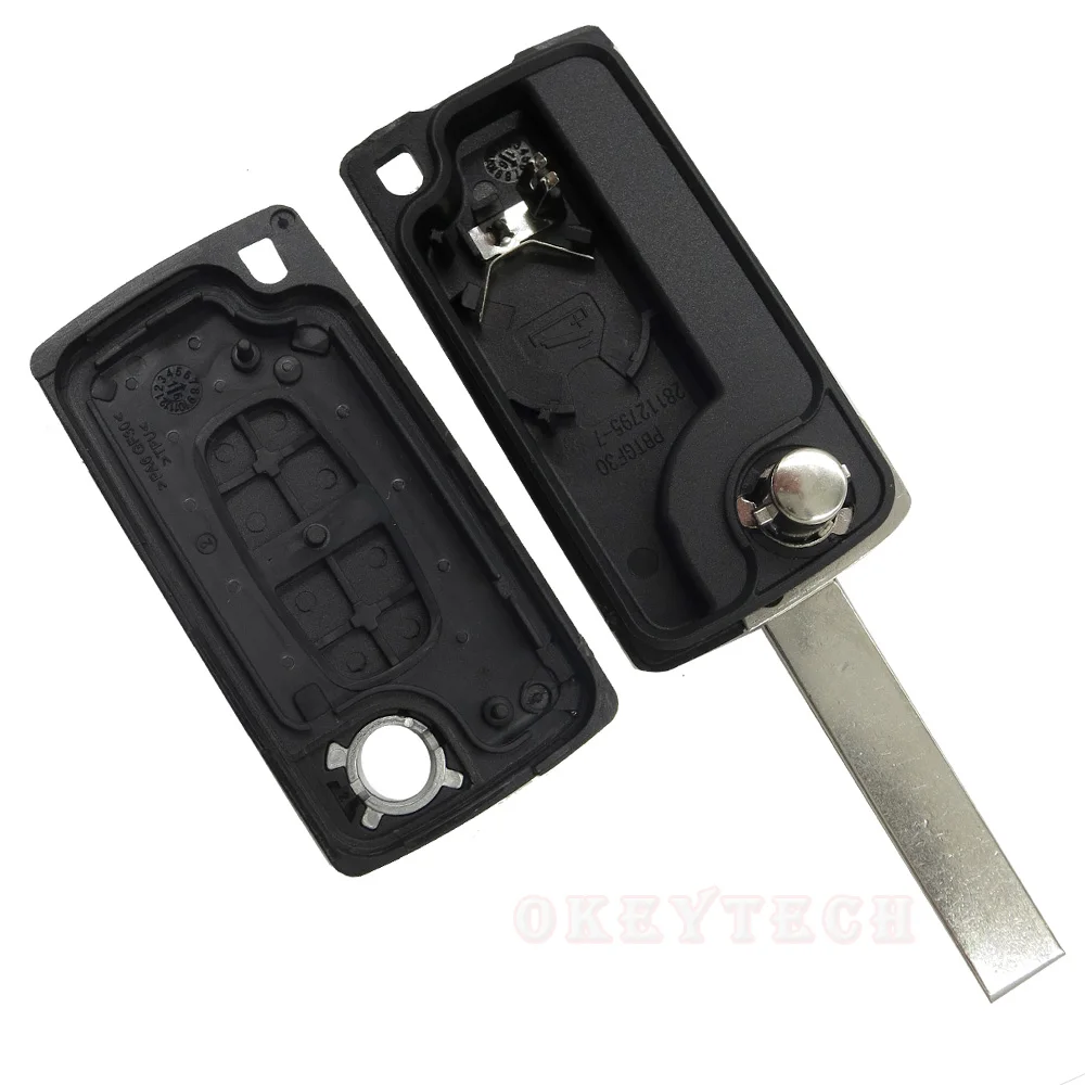 OkeyTech для Citroen C2 C3 C4 C5 C6 ключ оболочка 2 кнопки флип складной чехол дистанционного