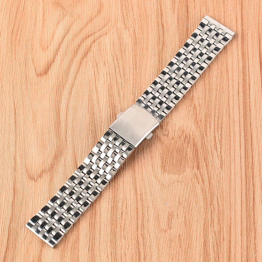 

22mm Hollow Man Stainless Steel Watchband Sliver Replacement Bracelet Easy to Replace High Quality Push Button Watches Strap