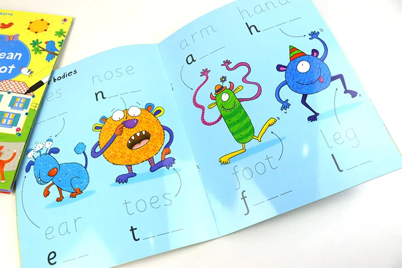 Limpar-limpar o Livro de Exercícios Reusável com Caneta Palavras para Pré-escolar Crianças Inglês Escrita Habilidades Número Aprendizagem Precoce 21*27cm 23 Computers & Electronics