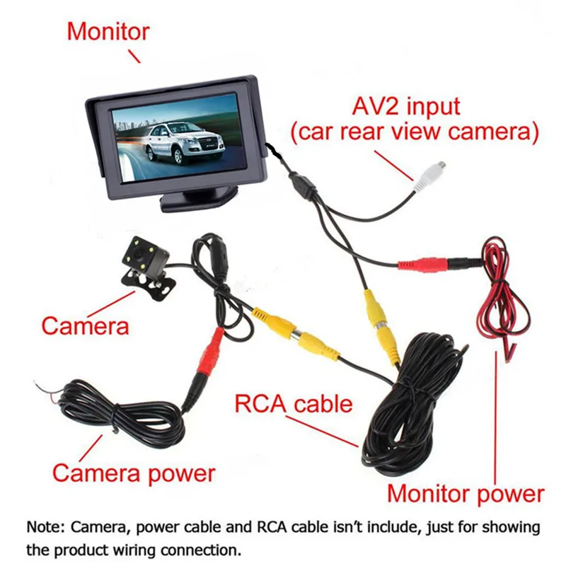 Горячая 4,3 дюймов TFT lcd Автомобильный монитор заднего вида парковочный монитор с 2 видео входом для камеры заднего вида DVD
