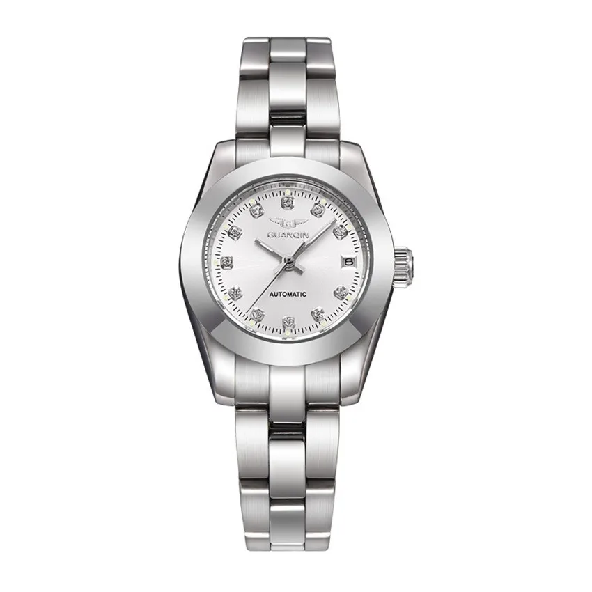 Бренд GUANQIN для женщин часы Роскошные автоматические механические часы сталь женское платье алмаз дамы Светящиеся Наручные Часы Montre Femme