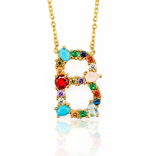 Beiver, модное ожерелье с буквами, 26 стилей, цвет желтое золото, вечерние ювелирные изделия, подарки на день матери/день валунтина, Прямая поставка - Окраска металла: B