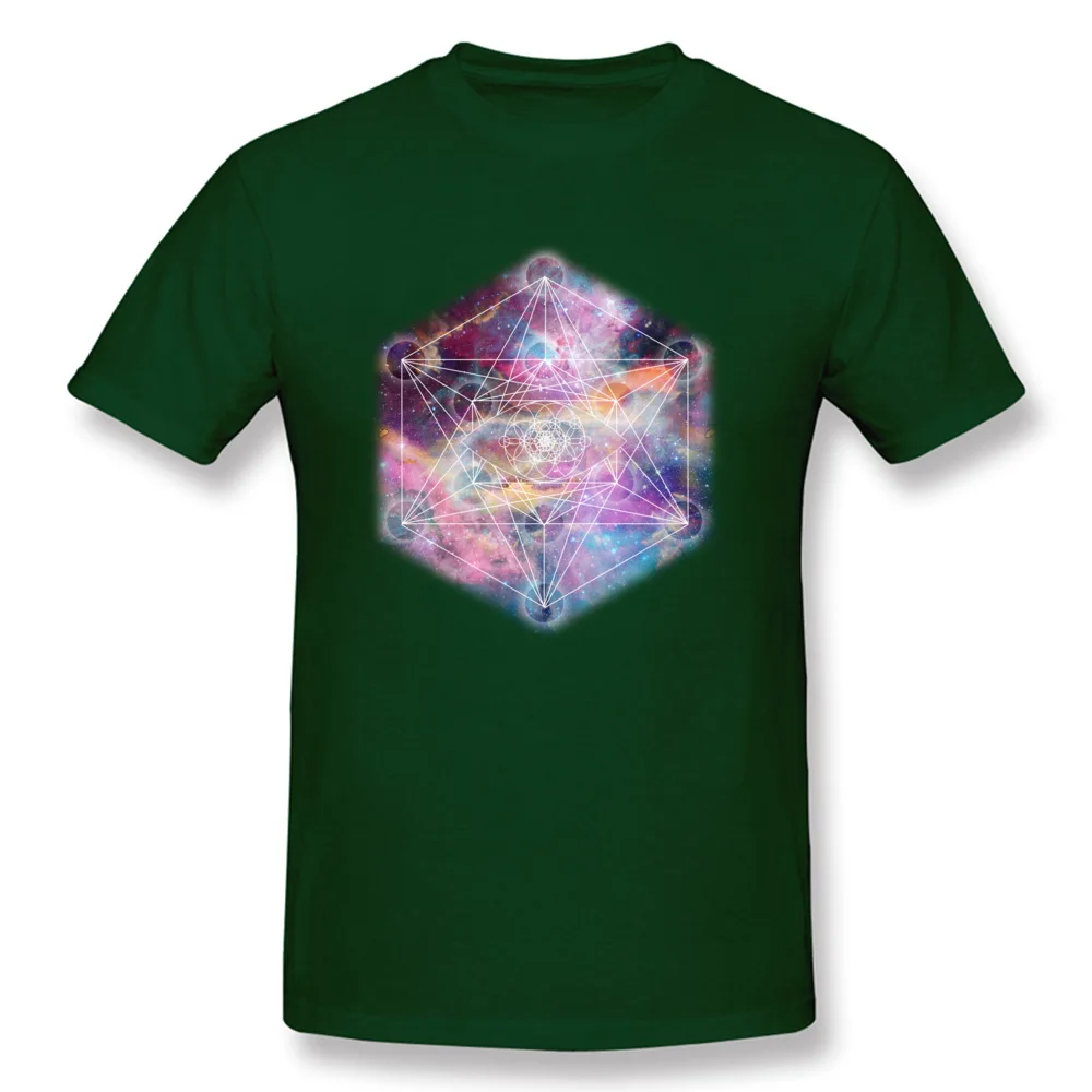 Watercolor and nebula sacred geometry 100% Cotton Mens Short Sleeve Tops Tees Party Summer Autumn T-Shirt Funky Round Neck T-Shirt Watercolor and nebula sacred geometry dark