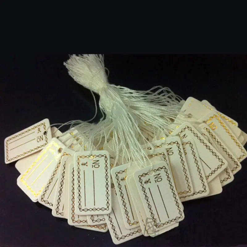 

100Pcs/lot Wedding Note +String DIY Blank price Hang tag Kraft Gift Kraft Paper Tags Label Luggage Silver Gold Colors Wholesale