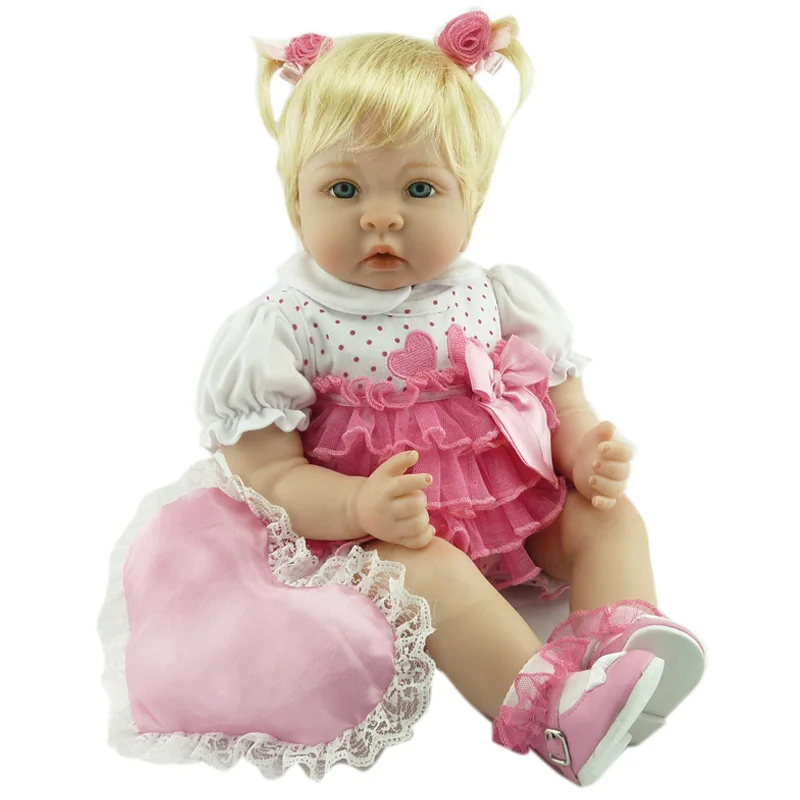 

New Cute Hair Realistic Baby Dolls Soft Silicone 22" 56cm Lifelike Newborn Doll Girl XMAS Gift Bonecas Adorable Doll Toys