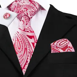 C-1623 Привет-галстук Новые красные мужские свадебные галстук 100% ручной работы шелковая ткань Галстук платок Запонки Набор оптовая продажа