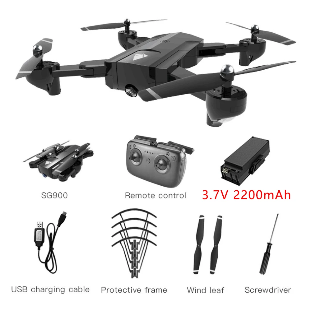 SG900 складной Квадрокоптер 720 P Drone Quadcopter WI-FI Дроны с камерой вид от первого лица оптического потока позиционирования Радиоуправляемый Дрон вертолет с Камера hi - Цвет: 3.7V 2200mAh