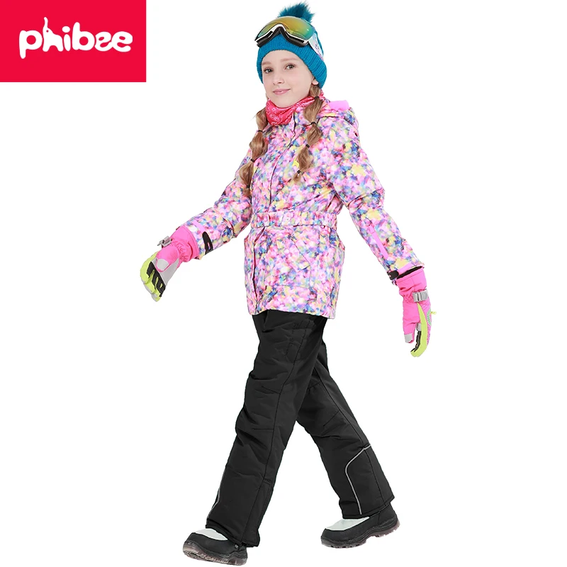 Phibee FREE SHIPPING brand kids ski suit winter clothing set skiing