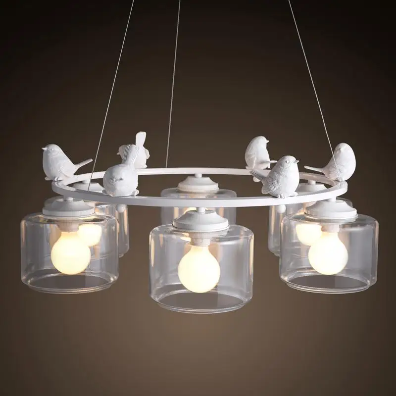 Nordic Creative Six head  Bird Chandeliers For Dining Room Art Deco Led Bulbs Modern Chandelier Glass Chandelier ceiling chandelier Chandeliers