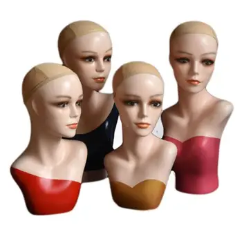

Sexy 58cm 1pc female model dummy bracket fake Hat Scarf head mannequin simulation wear wig props display Insertable needle A546