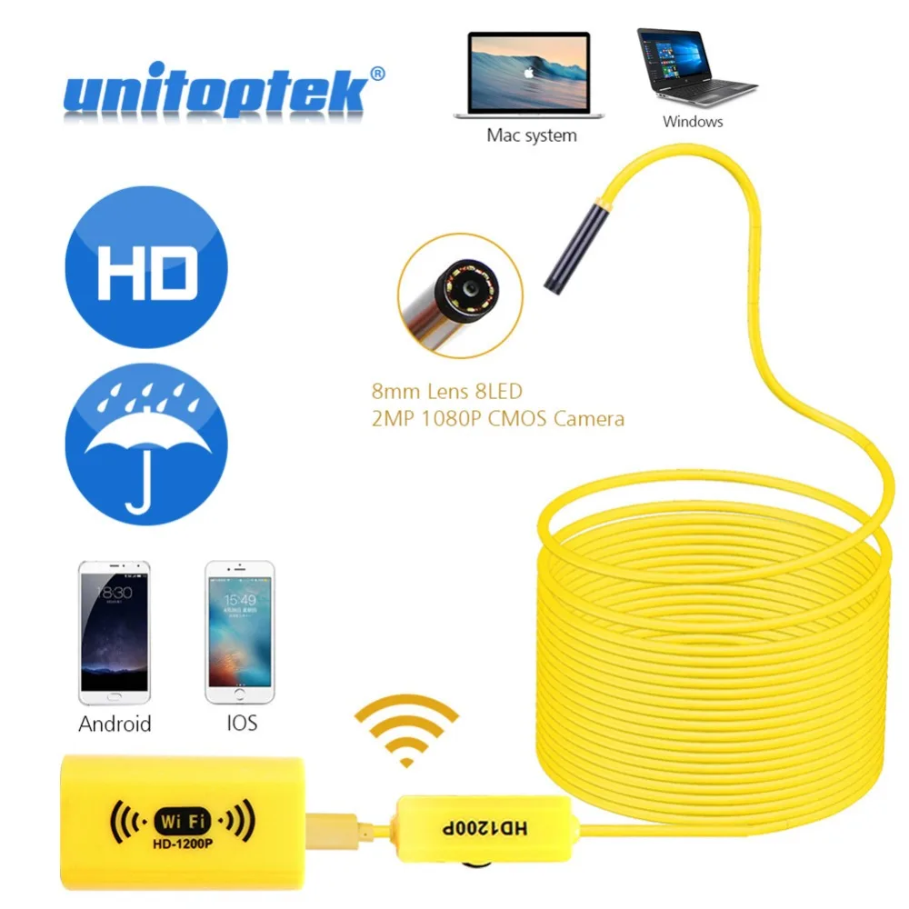 1 м 2 5 WIFI эндоскоп 1200P HD камера 8 мм для Android IOS iPhone Проводная труба змеиная
