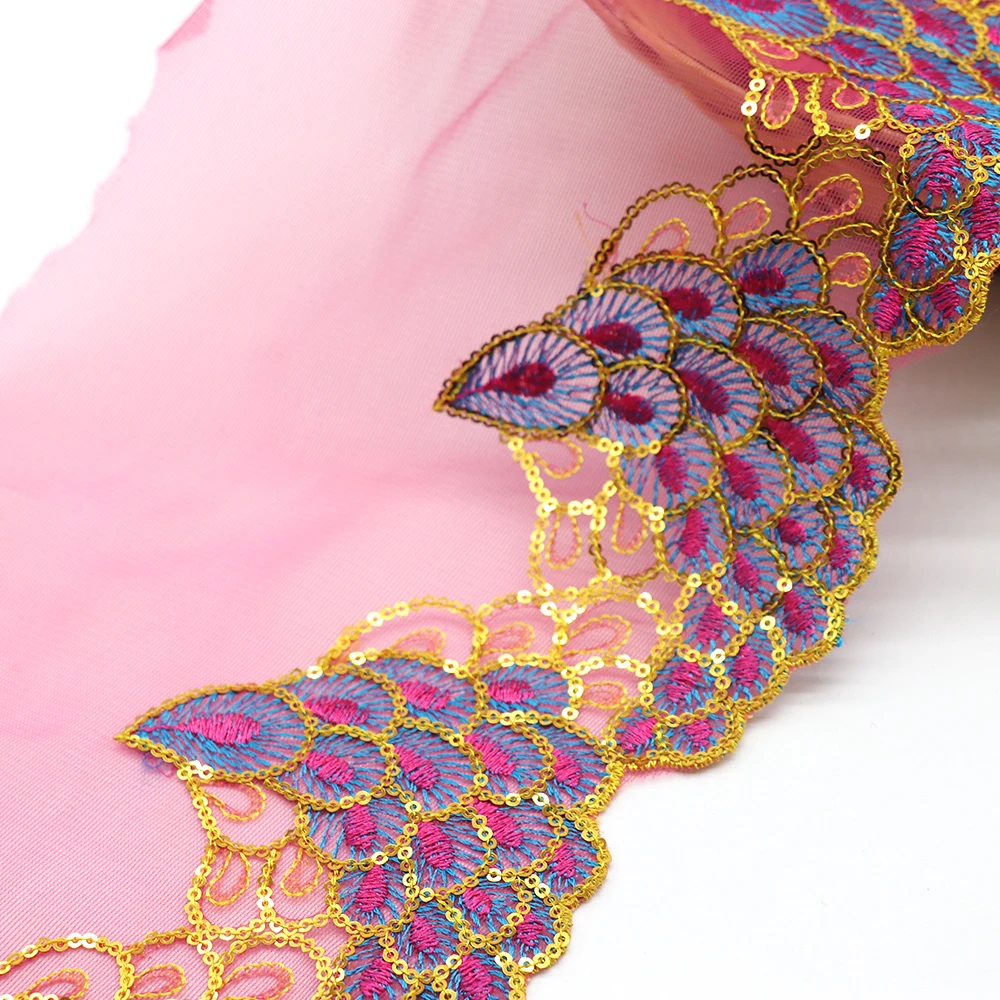 Embroidery Costume Ribbon Wedding Dress Beaded Flowers Edging Craft