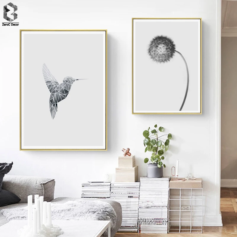 

Scandinavia Bird Flower Wall Art Canvas Poster Print Black White Nordic Decoration Painting Decorative Picture