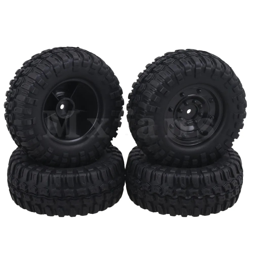 Mxfans 12mm Hex 96mm OD Square Pattern Rubber Tyre Plastic Disc Shape Wheel Rims for RC