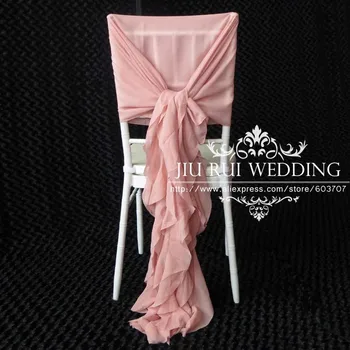 

Very Polular 150 PCS Romatic Various Color Chiffon Chair Sash Ruffled Chair Cover & Hood Cruly Willow Chair Sash