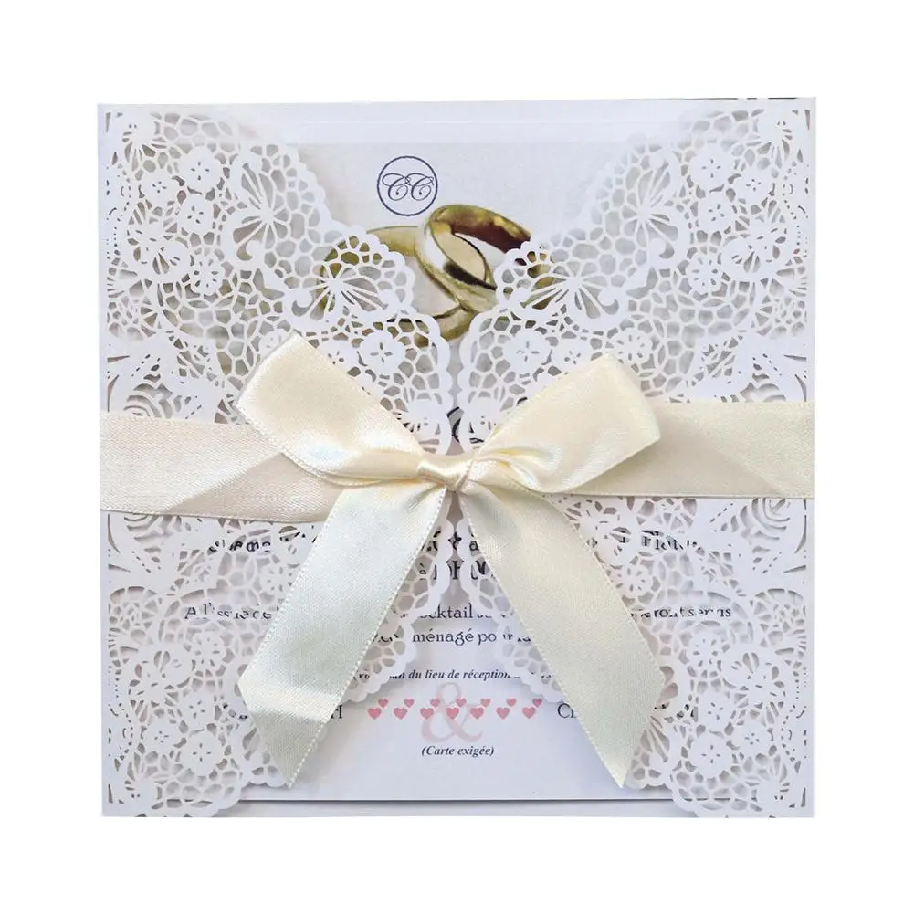  10PCS Invitation Card European Style Infrared Laser Cutout Lace Wedding Decoration Greeting Cards W - 33033971967