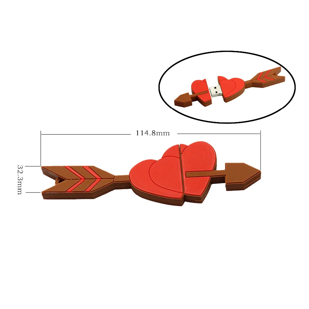 

wholesale cartoon Cupid's arrow usb flash drive arrow pen drive memory stick u disk 4gb 8gb 16gb 32gb pendrive wedding gift