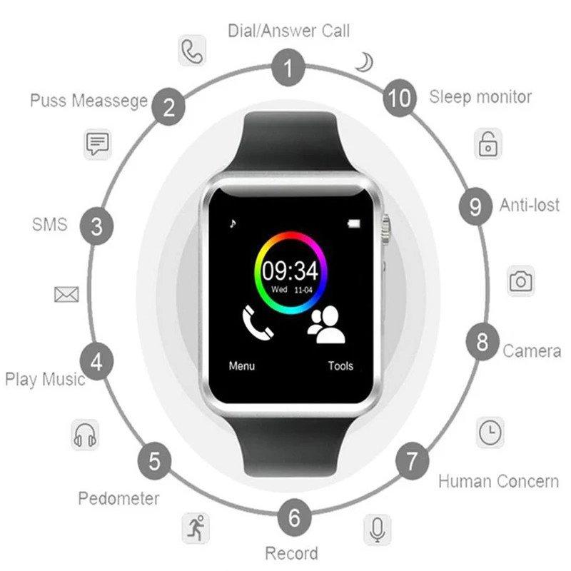 Bluetooth Смарт часы A1 Android телефонный звонок Relogio 2G GSM SIM TF карта камера для iPhone samsung HUAWEI Smartwatch PK Q18 DZ09