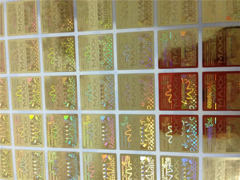 

10000pcs Free shipping state hologram overlay gold silver transparent foil hot stamping labels security brand mark stickers