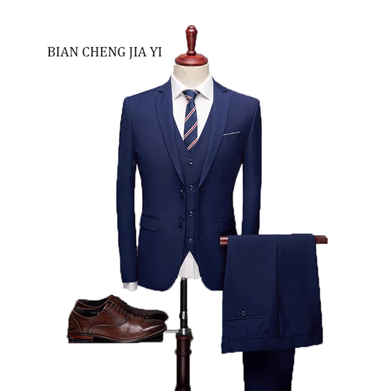 

(Jacket+Pant+vest) Men Wedding Suit Male 3 Pieces set Korean version Blazers Slim Fit Business Formal Costume Casual Party