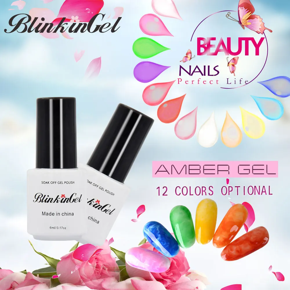 

BlinkinGel 1pcs UV Nail Gel Polish Clean Nail Peel Off Peel Off Nail Polish of Amber Gel Nails Color Multi Set Gel Varnish 6ml