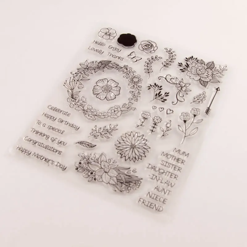 Цветы DIY Руководство Scapbook Clip up продукт печать прозрачная Печать Цветочные штампы