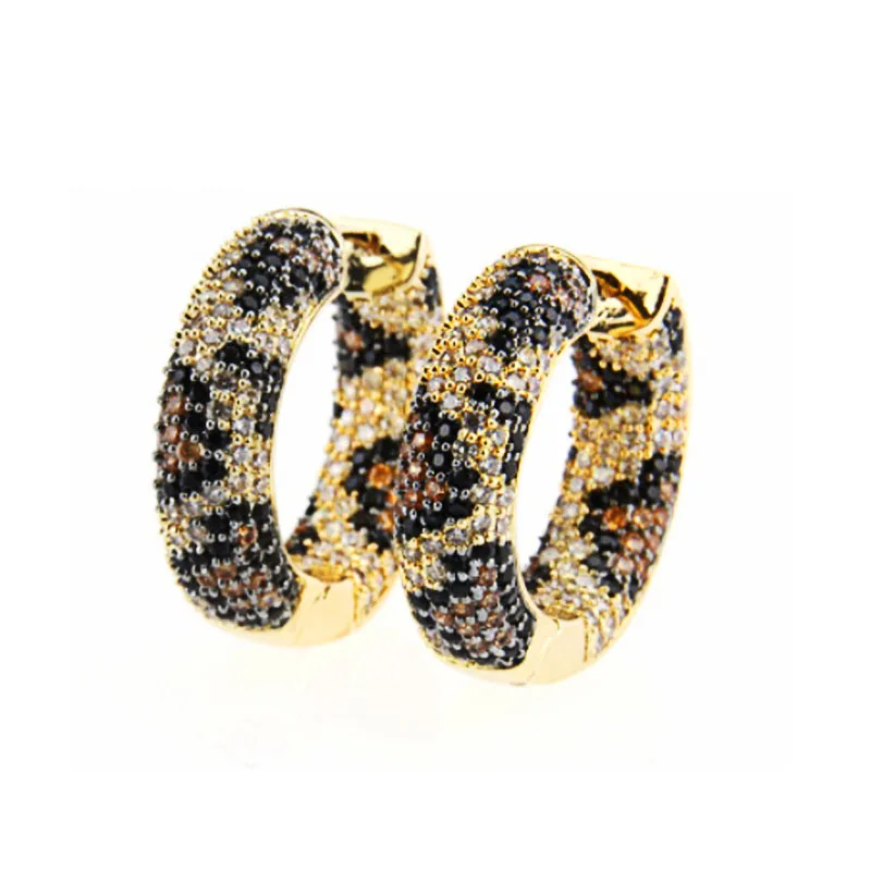 

Exquisite Round Earrings Leopard Print Fashion Jewelry Copper Zircon Copper Banquet Holiday Anniversary Women Accessories Gifts