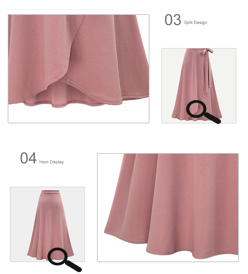 Шифоновая розовая Женская длинная юбка с рюшами, с высокой талией, с бантиком, с разрезом, асимметричные макси юбки для женщин, женская офисная одежда на весну и лето