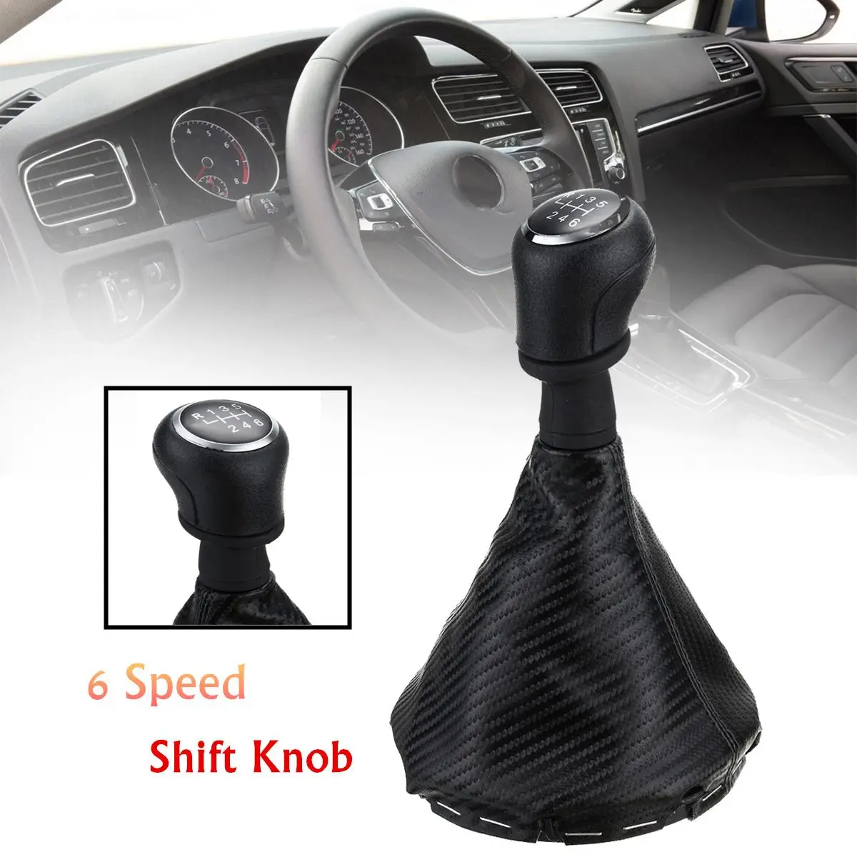 Buy 6 Speed Gear Stick Shift Knob Lever Gaiter Gaitor