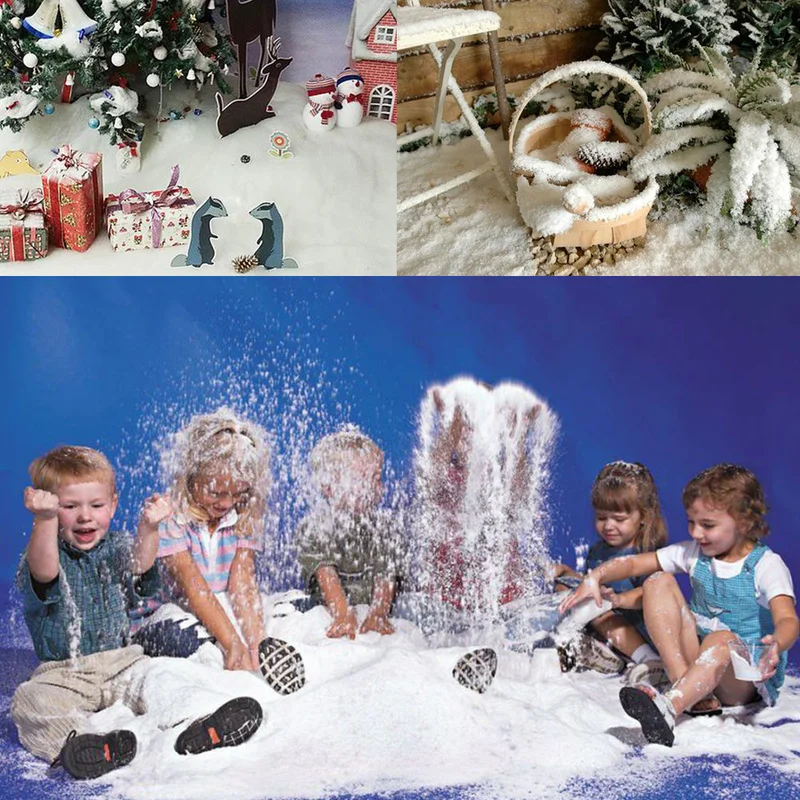 1 Pack Artificial Snow Instant Snow Powder Fluffy Snowflake Super Absorbant Frozen Party Magic Prop Christmas Party Decor