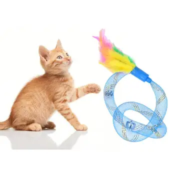 

Funny Pet Dog Cat Toy Flexible Spring Toy Cats Kitten Interactive Toys for Cats Gatos Katten Speelgoed with Feather