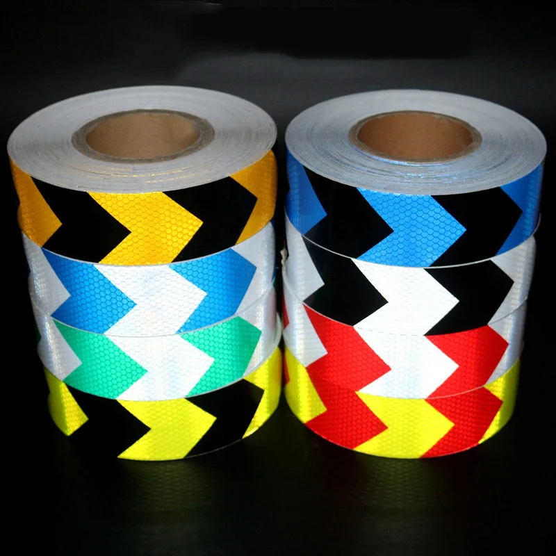 

5cm Dual Colors Arrow Pattern Lattice Reflective Tape Sticker Car Styling Automobile Vehicle Truck Motorcycle Warning Film Decal