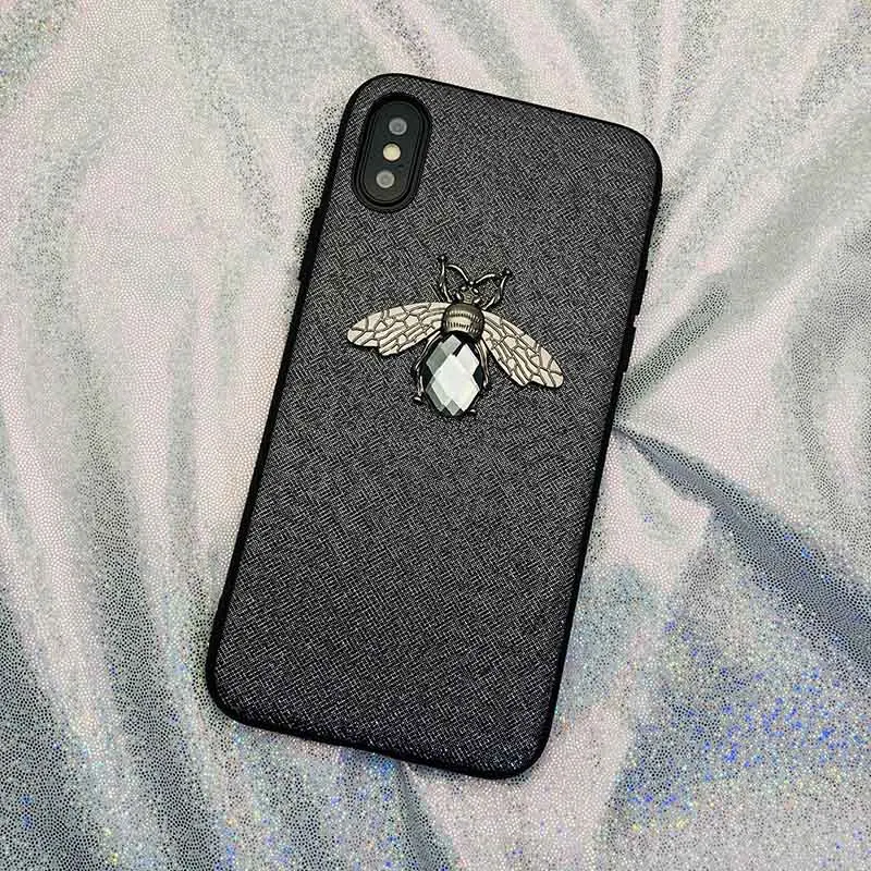 Роскошные Diamond пчела блеск мягкий чехол для iPhone 7 8 6 6s Plus X XR XS Max Симпатичные Обложка для samsung Galaxy S9 S8 плюс Примечание 9 8 - Цвет: Black