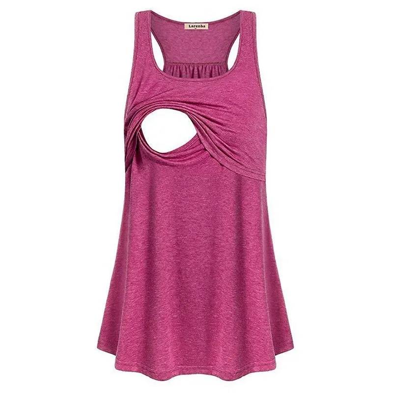 ENXI Женская одежда для беременных и женщин, жилет без рукавов с круглым вырезом для грудного вскармливания, многофункциональный жилет для кормящих - Цвет: Pink Colour