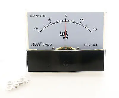 

44C2 DC 50-0-50 A Rectangle Analog Panel Amp current meter Gauge 2.5