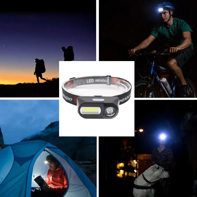 

Outdoor Emergency Flashlight Outdoor Camping Portable Mini XPE+COB LED Headlamp USB Charging Fishing Headlights Flashlight