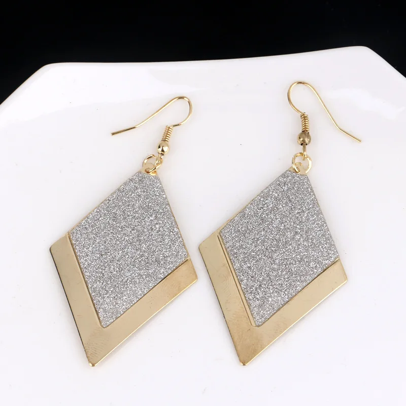 Fashion Metal Geometric Rhombus Earrings Women Jewelryin Drop Earrings