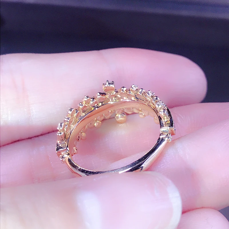 EDI винтажная корона в форме бриллианта обручальное 14 k Rose Gold 0,6 cttw реального кольцо с натуральным бриллиантом Юбилей украшения подарок