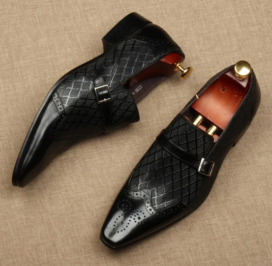 Qyfcioufu plana itália artesanal sapatos formais homens