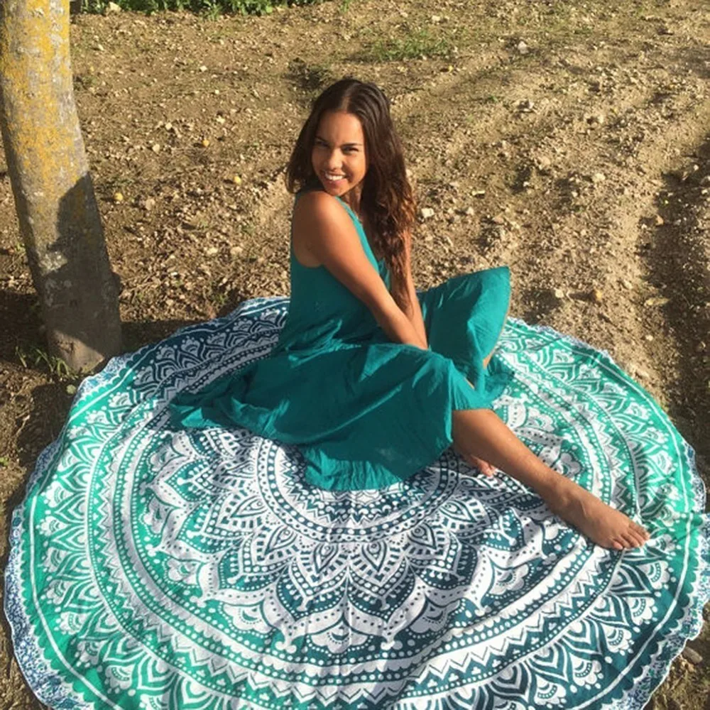

150cm Round Beach Towels Pareo Hot Large Printed Yoga Towel Beach Cover Up Serviette De Plage Playa Shawl toalha de praia