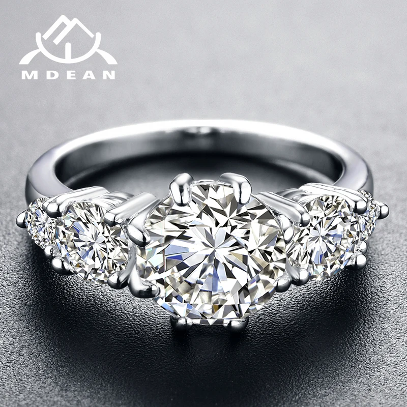 Mdean белого золота розового Цвет обручальные кольца для Для женщин AAA циркон
