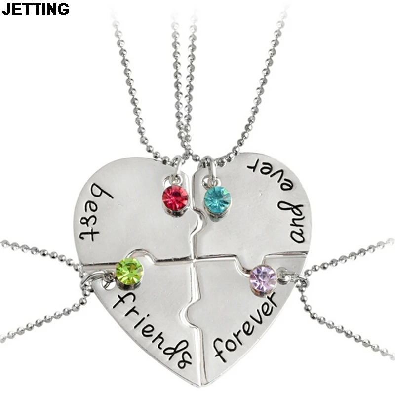 

JETTING Best Friends Forever And Ever Pendant Necklaces for Women Heart Shape Puzzle Hand Stamped Friendship Jewelry