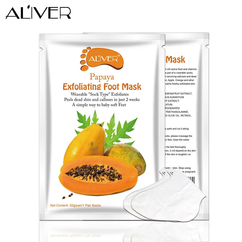 

ALIVER Papaya Exfoliating Foot Mask Remove Dead Skin Smooth For Feet Skin Care NEW 1PCS